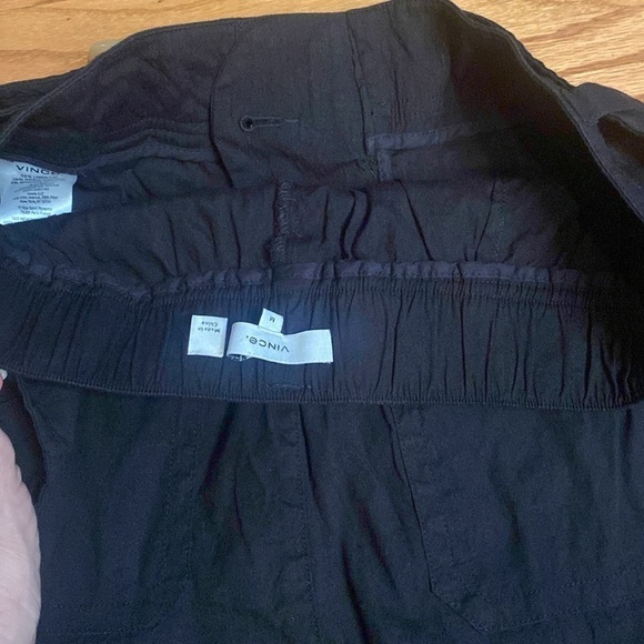 Vince Linen blend Belted half elastic high waist Pants in Black cuffed hem sz M - Picture 12 of 14